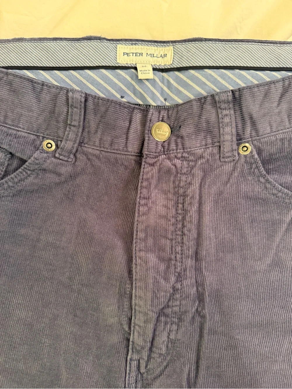 BRAND NEW Peter Millar Five Pocket Corduroy Stone Blue Pants
